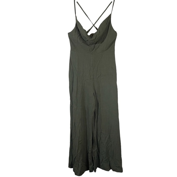 Who I Am cowl neck relaxed jumpsuit crisscross back olive green Size 10 - Picture 2 of 14